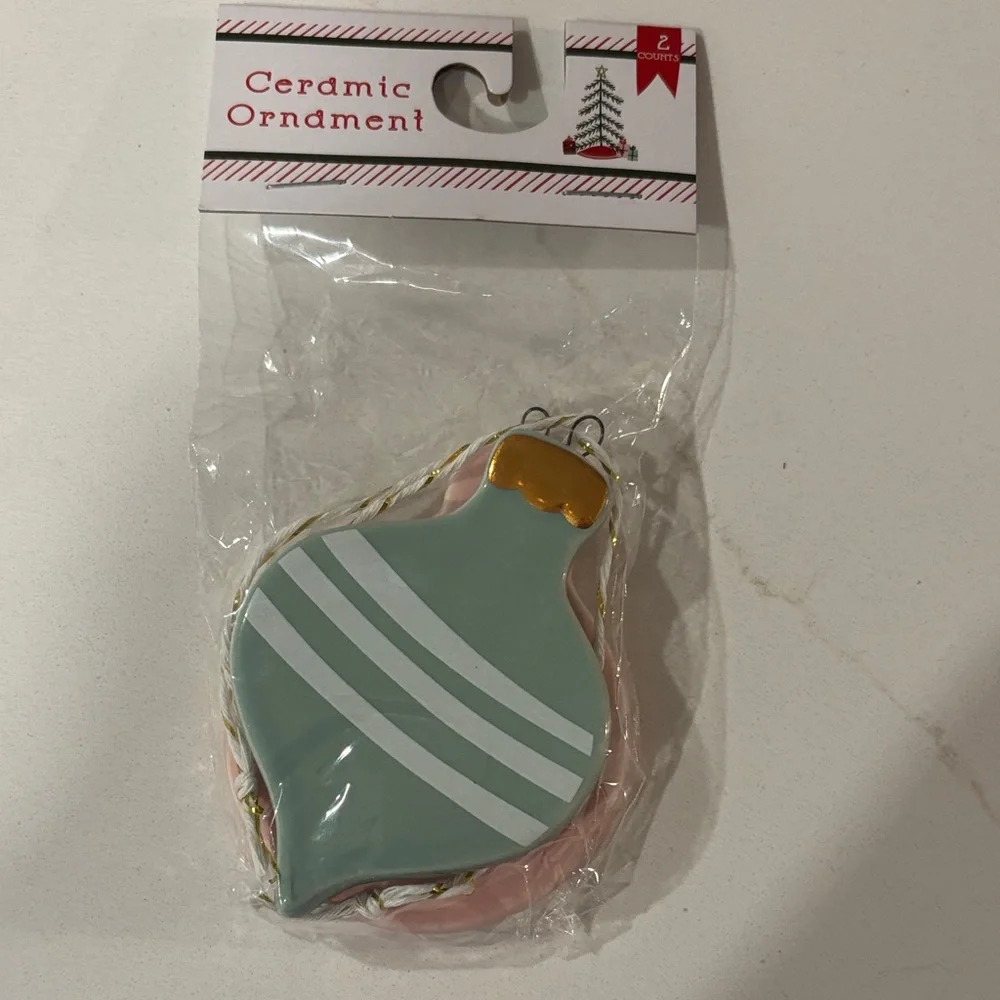 Target Ceramic Ornaments - 5 packs of 2 each…Pink, Mint Green, White & Gold..NWT